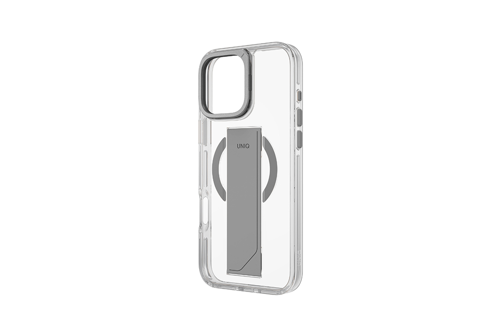 Ốp lưng MagSafe iPhone 16 Pro Max Nhựa TPU PC ALU UNIQ HELDRO MAX MAGCLICK WITH CAMERA STAND Màu Xám