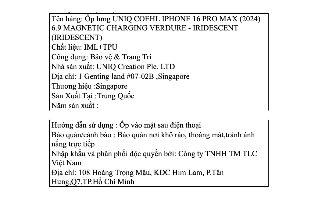 Ốp lưng MagSafe iPhone 16 Pro Max Nhựa TPU IML UNIQ MAGNETIC CHARGING VERDURE Màu Màu kết hợp
