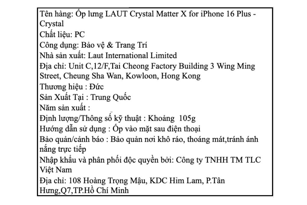 Ốp lưng MagSafe iPhone 16 Plus Nhựa cứng PC LAUT Crystal Matter X Màu Trắng