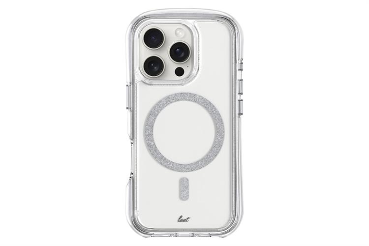 Ốp lưng MagSafe iPhone 16 Pro Max Nhựa cứng viền dẻo LAUT Aero Sparkle Màu Bạc