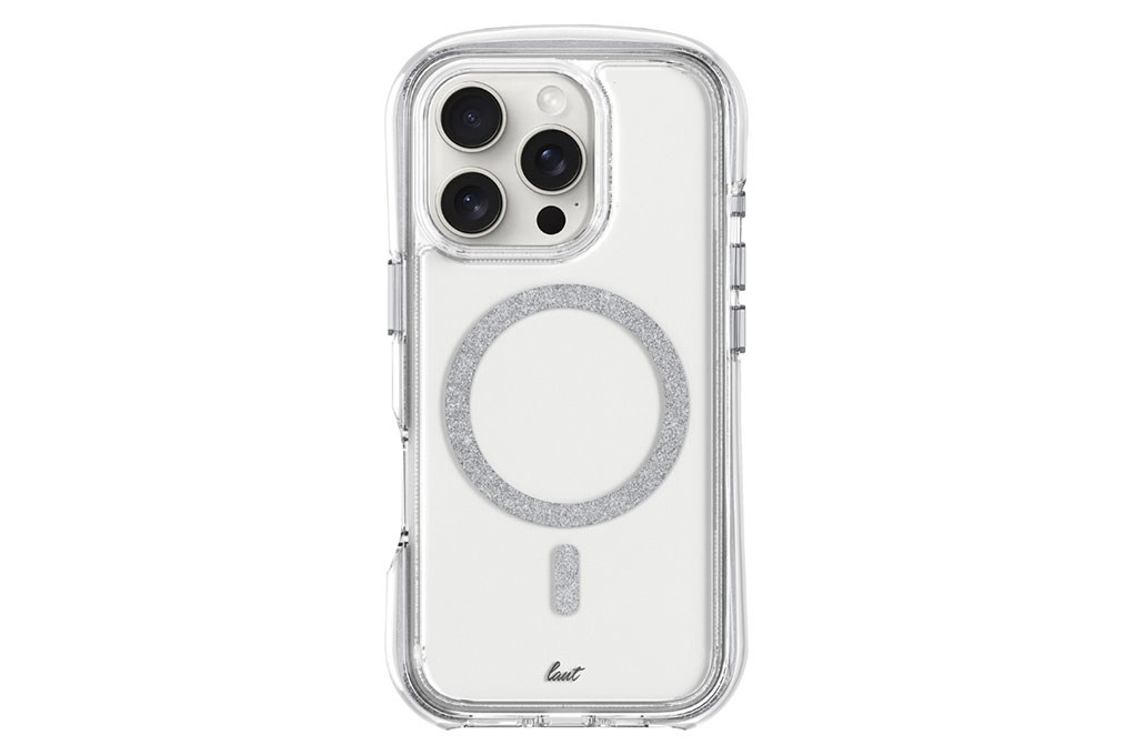 Ốp lưng MagSafe iPhone 16 Pro Max Nhựa cứng viền dẻo LAUT Aero Sparkle Màu Bạc