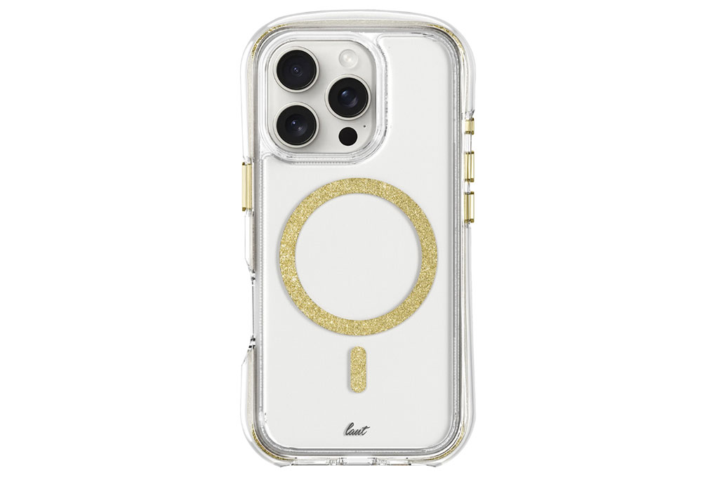 Ốp lưng MagSafe iPhone 16 Pro Max Nhựa cứng viền dẻo LAUT Aero Sparkle Màu Vàng