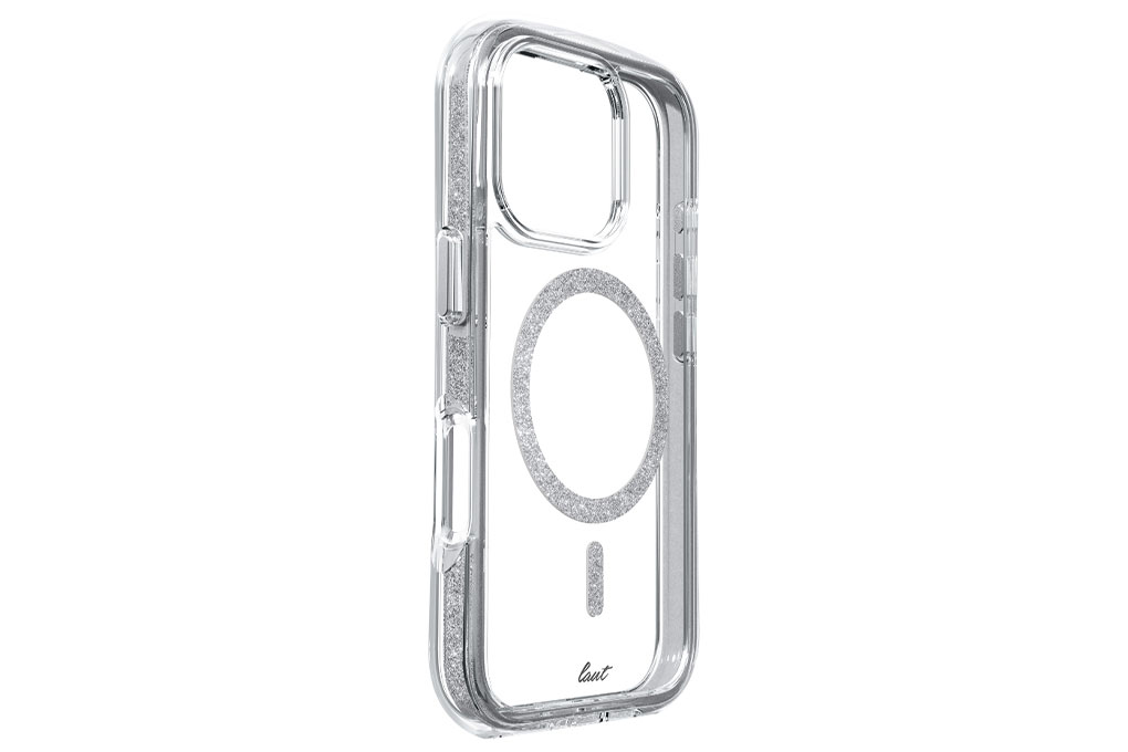 Ốp lưng MagSafe iPhone 16 Pro Max Nhựa cứng viền dẻo LAUT Aero Sparkle Màu Bạc