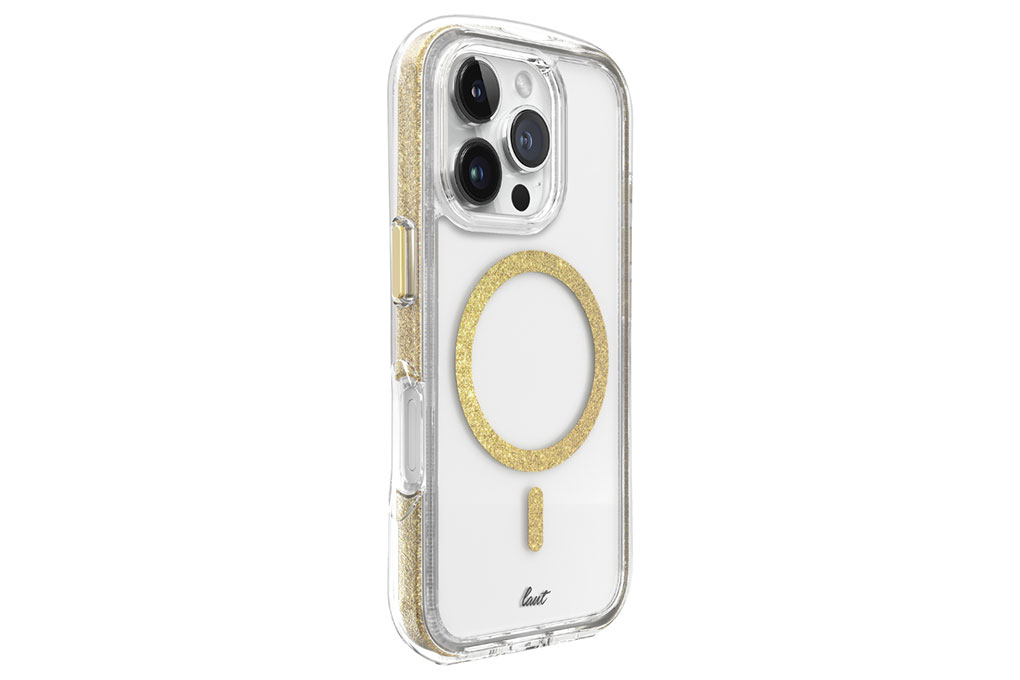 Ốp lưng MagSafe iPhone 16 Pro Max Nhựa cứng viền dẻo LAUT Aero Sparkle Màu Vàng