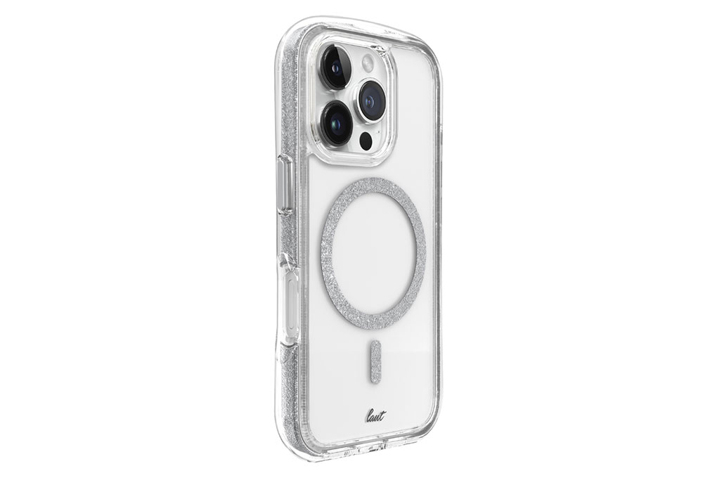 Ốp lưng MagSafe iPhone 16 Pro Max Nhựa cứng viền dẻo LAUT Aero Sparkle Màu Bạc