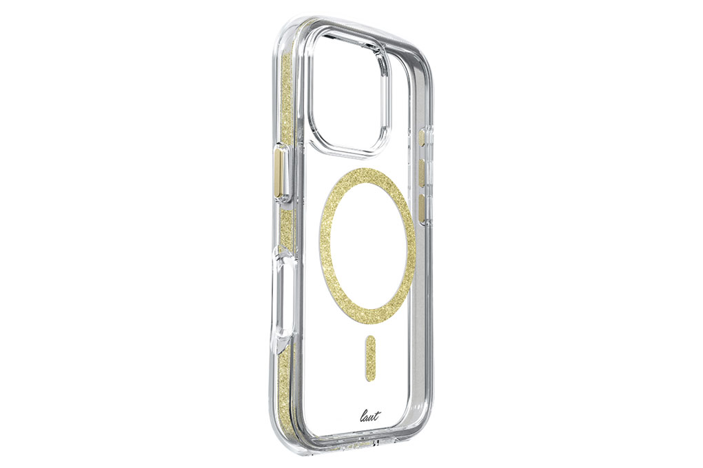 Ốp lưng MagSafe iPhone 16 Pro Max Nhựa cứng viền dẻo LAUT Aero Sparkle Màu Vàng