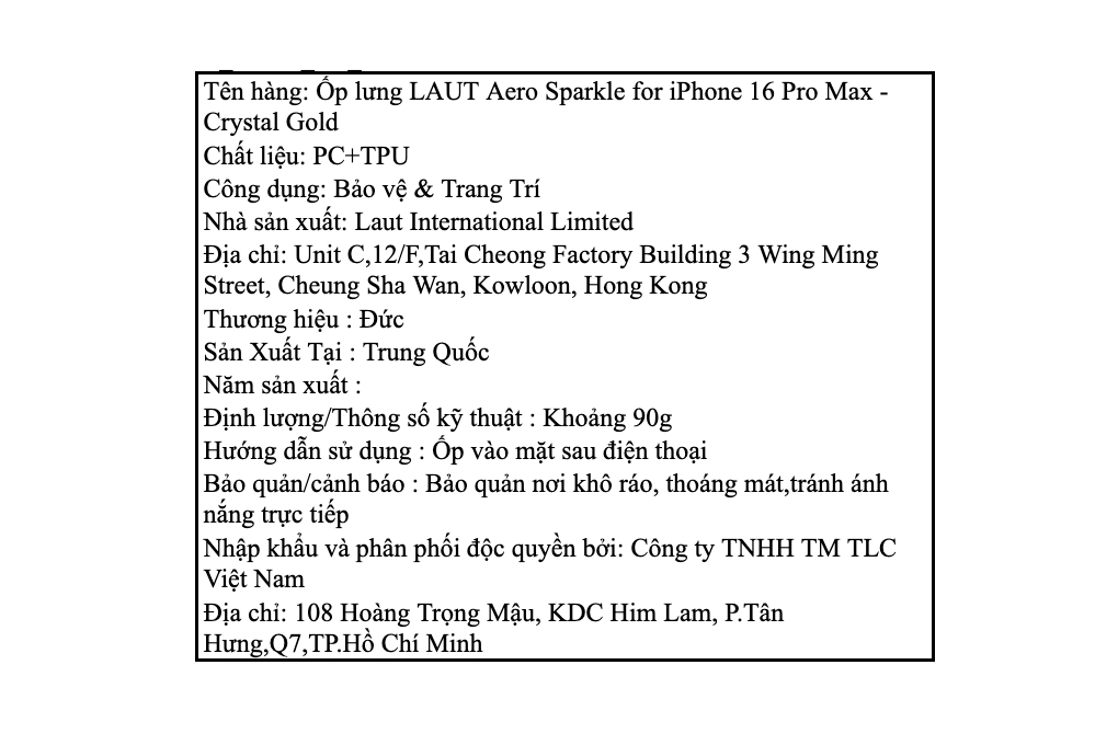 Ốp lưng MagSafe iPhone 16 Pro Max Nhựa cứng viền dẻo LAUT Aero Sparkle Màu Vàng
