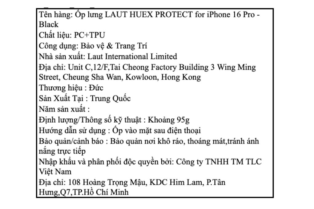 Ốp lưng MagSafe iPhone 16 Pro Nhựa cứng viền dẻo LAUT PROTECT Màu Đen