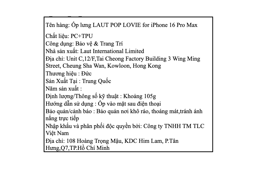 Ốp lưng MagSafe iPhone 16 Pro Max Nhựa cứng viền dẻo LAUT POP LOVIE Màu Tím
