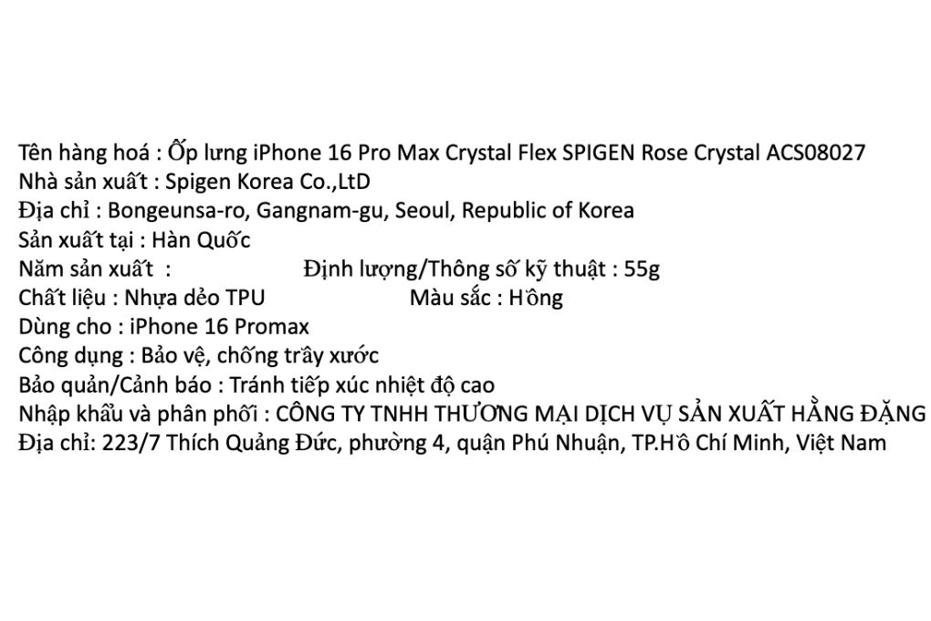 Ốp lưng iPhone 16 Pro Max Nhựa TPU SPIGEN Crystal Flex ACS08027 Màu Hồng