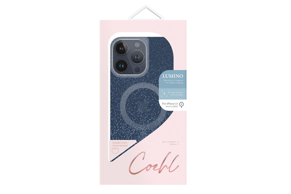 Ốp lưng MagSafe iPhone 15 Pro COEHL Nhựa dẻo IML UNIQ MAGNETIC CHARGING LUMINO Màu Xanh