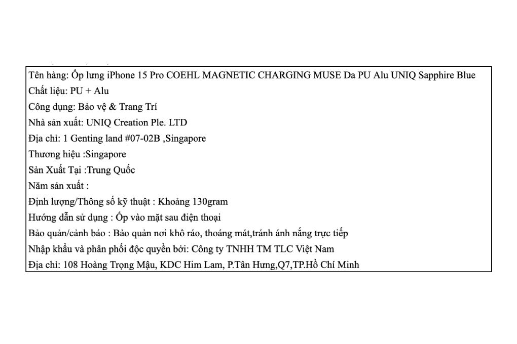 Ốp lưng MagSafe iPhone 15 Pro Da PU Alu UNIQ COEHL MAGNETIC CHARGING MUSE Màu Xanh Dương