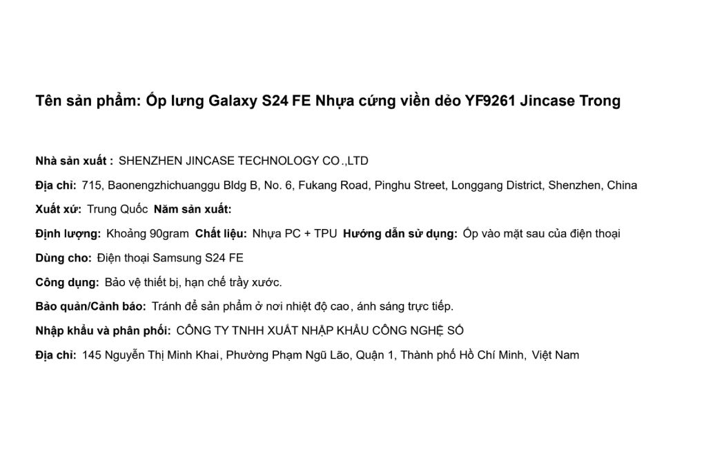 Ốp lưng Galaxy S24 FE Nhựa cứng viền dẻo Jincase YF9261 - 4