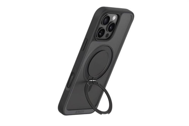 Ốp lưng iPhone 16 Pro Max MagGo Magnetic 360° Nhựa cứng viền dẻo Anker Ring Stand B2B_A90H1 Màu Đen