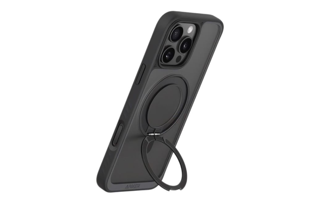 Ốp lưng iPhone 16 Pro Max MagGo Magnetic 360° Nhựa cứng viền dẻo Anker Ring Stand B2B_A90H1 Màu Đen
