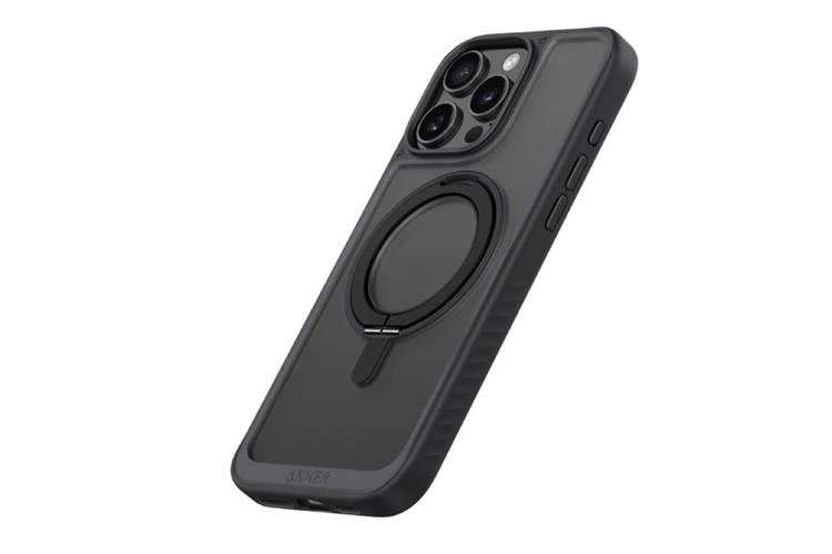 Ốp lưng iPhone 16 Pro Max MagGo Magnetic 360° Nhựa cứng viền dẻo Anker Ring Stand B2B_A90H1 Màu Đen