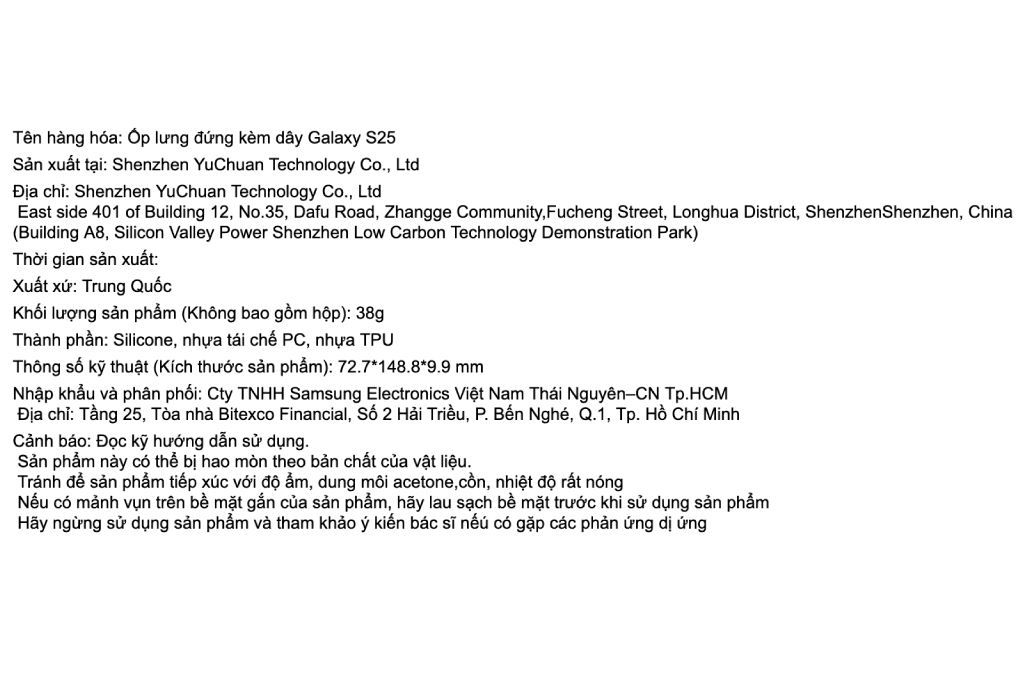 Ốp lưng Galaxy S25 Silicone PC TPU Samsung Chính hãng Màu Đen