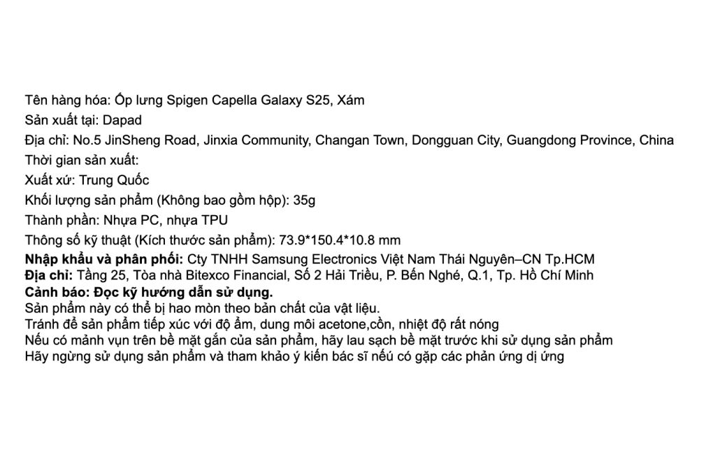 Ốp lưng Galaxy S25 Nhựa PC TPU Samsung x Spigen Capella Chính hãng Màu Xám