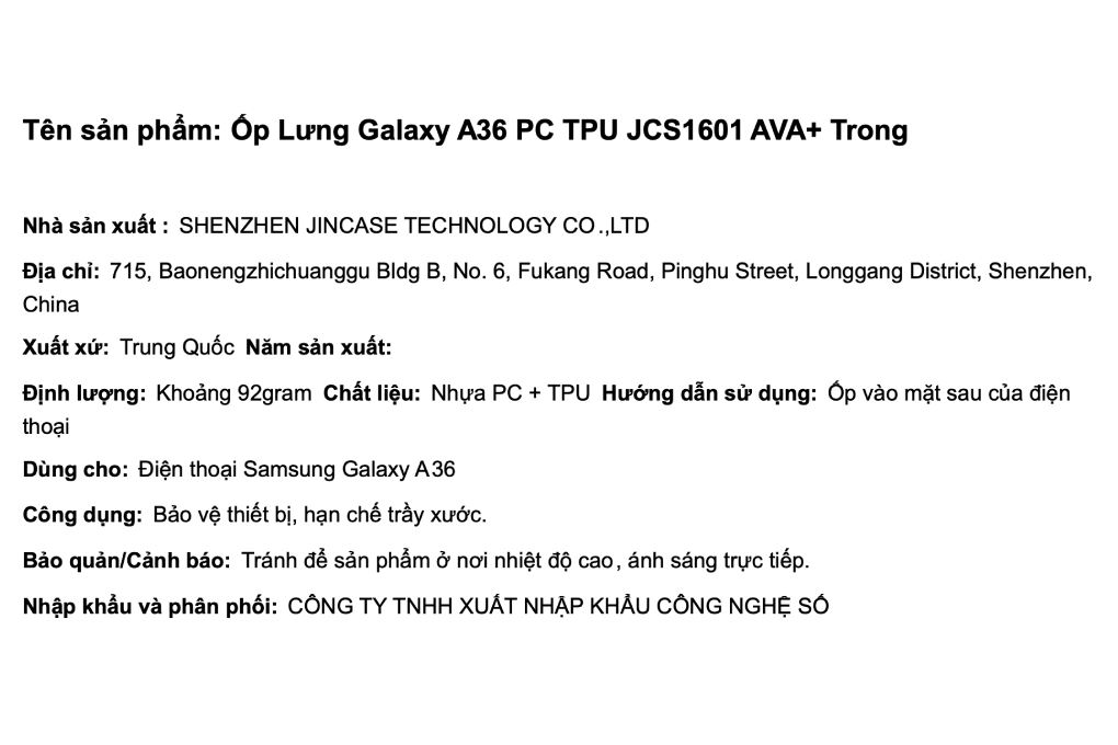 Ốp lưng Galaxy A36 PC TPU AVA+ JCS1601 - 7
