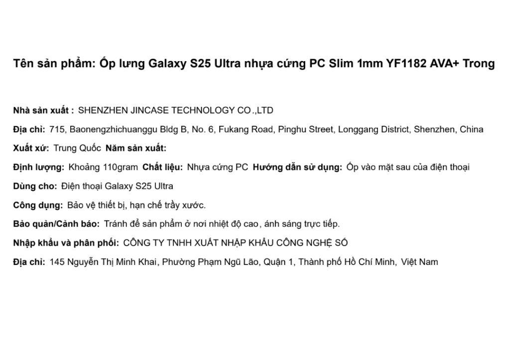 Ốp lưng Galaxy S25 Ultra nhựa cứng PC AVA+ Slim 1mm YF1182 Màu Trắng