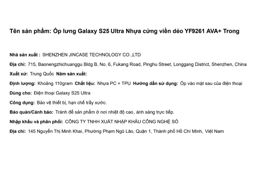 Ốp lưng Galaxy S25 Ultra Nhựa cứng viền dẻo AVA+ YF9261 Màu Trắng