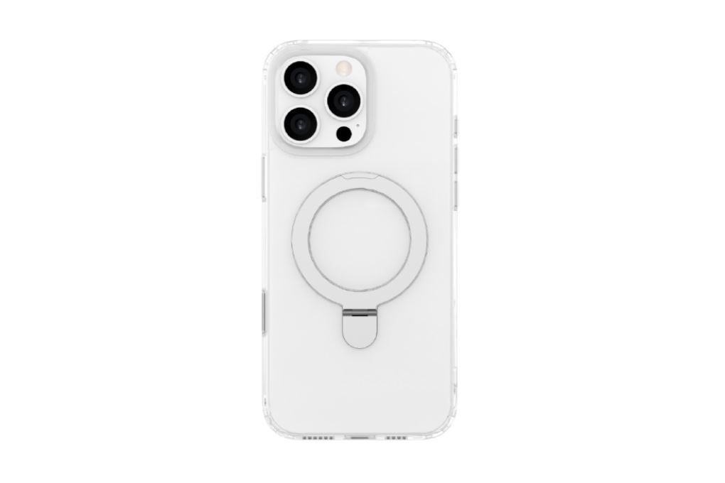 Ốp lưng MagSafe iPhone 16 Pro Max nhựa cứng viền dẻo JM Stand Dim Troy X Màu Trắng