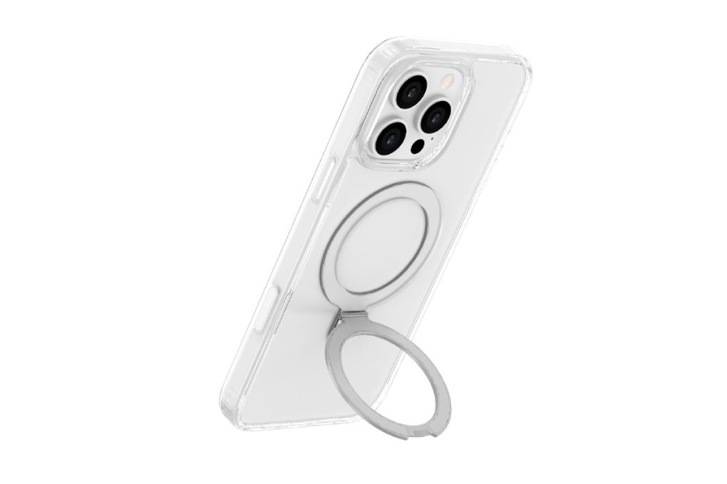 Ốp lưng MagSafe iPhone 16 Pro Max nhựa cứng viền dẻo JM Stand Dim Troy X Màu Trắng