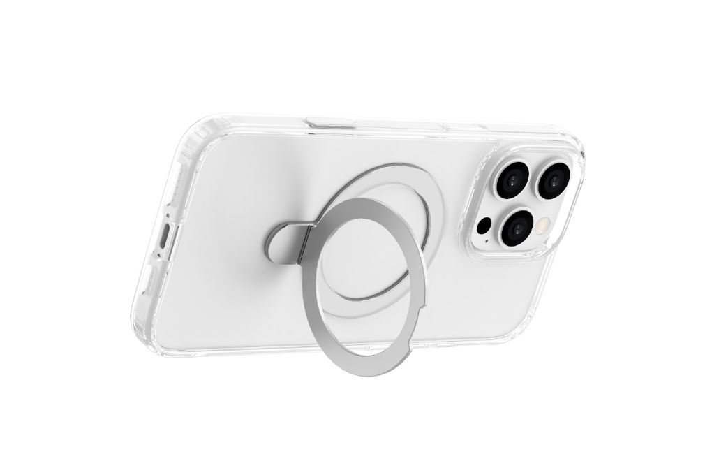 Ốp lưng MagSafe iPhone 16 Pro Max nhựa cứng viền dẻo JM Stand Dim Troy X Màu Trắng
