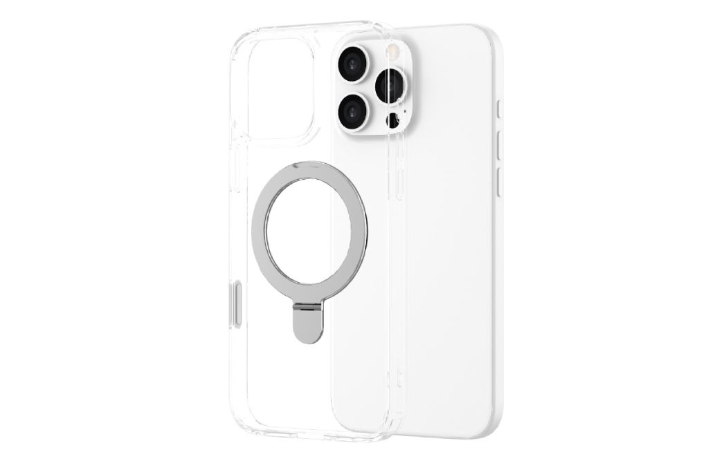 Ốp lưng MagSafe iPhone 16 Pro Max nhựa cứng viền dẻo JM Stand Dim Troy X Màu Trắng