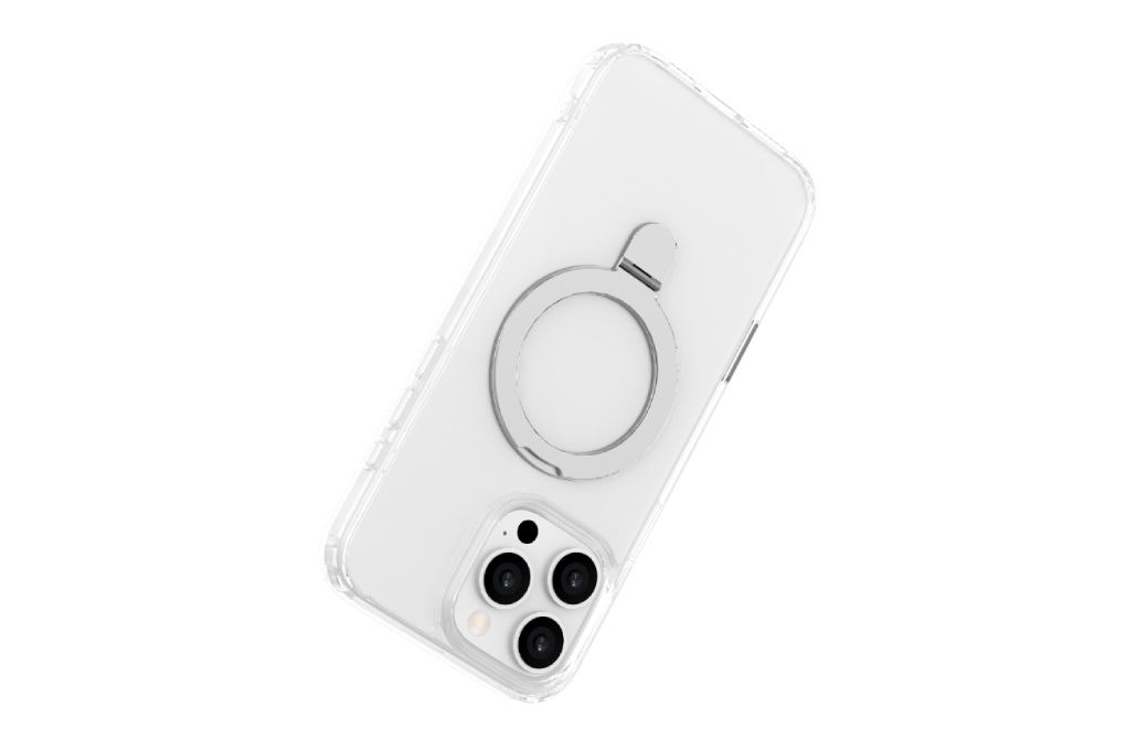 Ốp lưng MagSafe iPhone 16 Pro Max nhựa cứng viền dẻo JM Stand Dim Troy X Màu Trắng