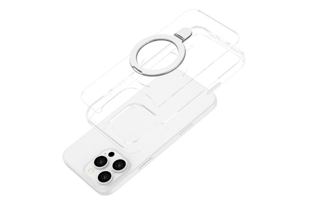 Ốp lưng MagSafe iPhone 16 Pro Max nhựa cứng viền dẻo JM Stand Dim Troy X Màu Trắng