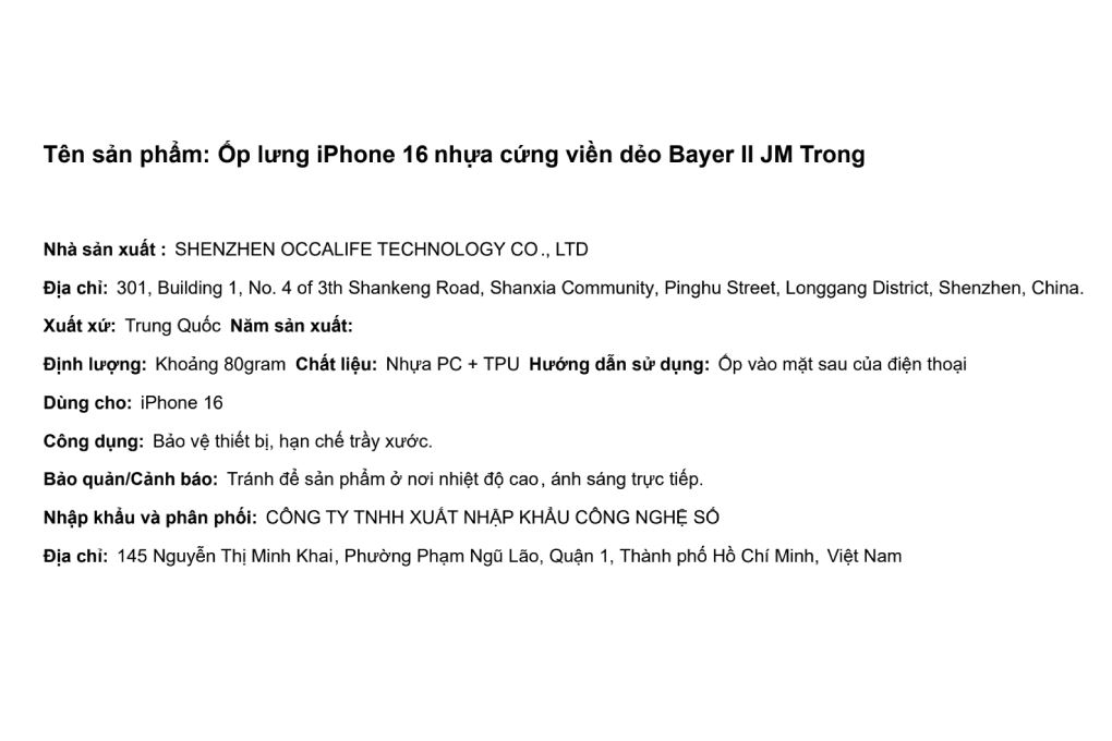 Ốp lưng iPhone 16 nhựa cứng viền dẻo JM Bayer II Màu Trắng