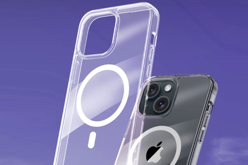 Ốp lưng MagSafe iPhone 15 nhựa cứng viền dẻo Mipow Tempered Glass MGC15A-CR Màu Trắng