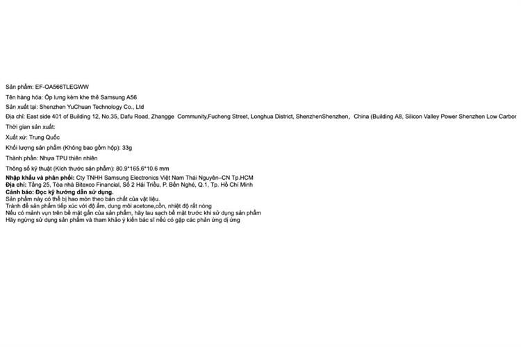 Ốp lưng Galaxy A56 TPU có khe đựng thẻ Samsung Chính hãng Màu Xanh Dương