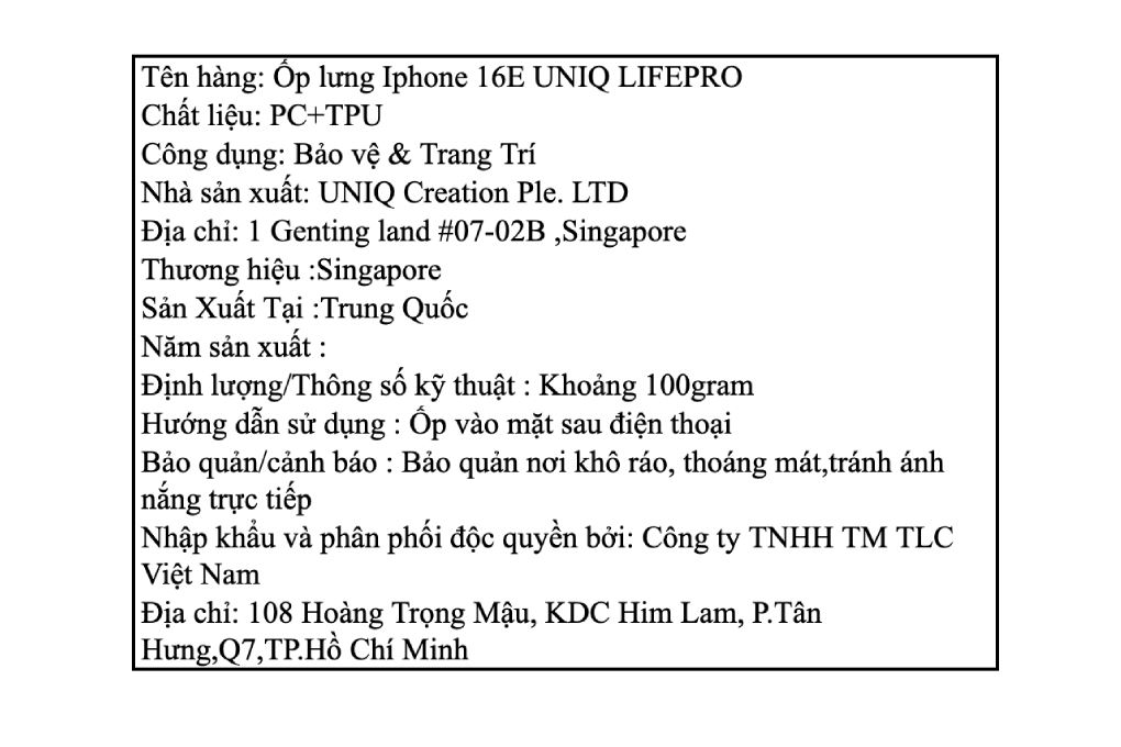 Ốp lưng MagSafe iPhone 17e/iPhone 16e PC TPU UNIQ Magclick Charging Lifepro Màu Trắng