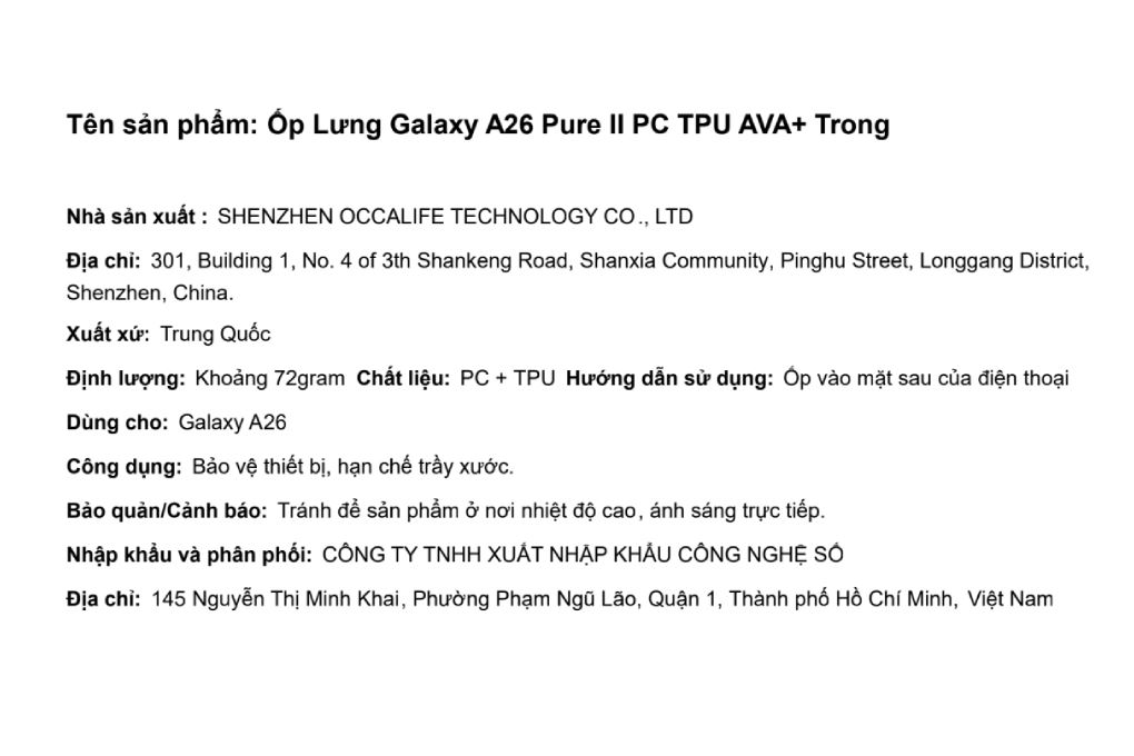 Ốp lưng Galaxy A26 PC TPU AVA+ Pure II Màu Trắng