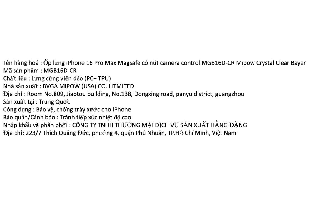 Ốp lưng MagSafe iPhone 16 Pro Max PC TPU Mipow MGB16D-CR - 5
