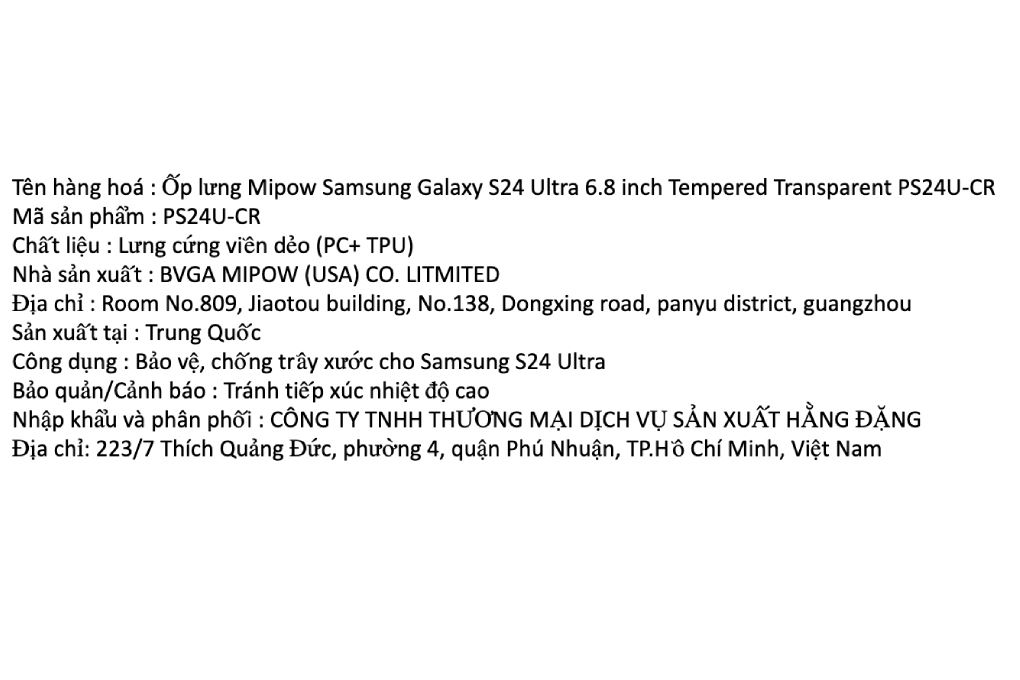 Ốp lưng Galaxy S24 Ultra PC TPU Mipow PS24U-CR - 5