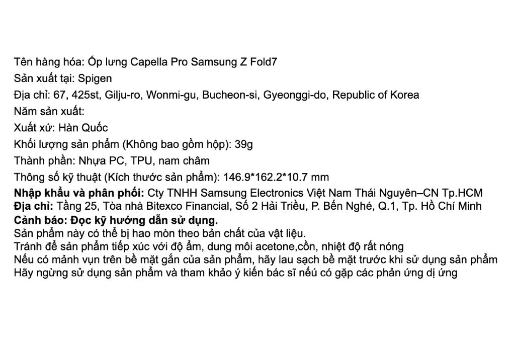 Ốp Lưng Galaxy Z Fold7 PC TPU SAMSUNG x SPIGEN Magnet Capella Pro Chính hãng Màu Trắng