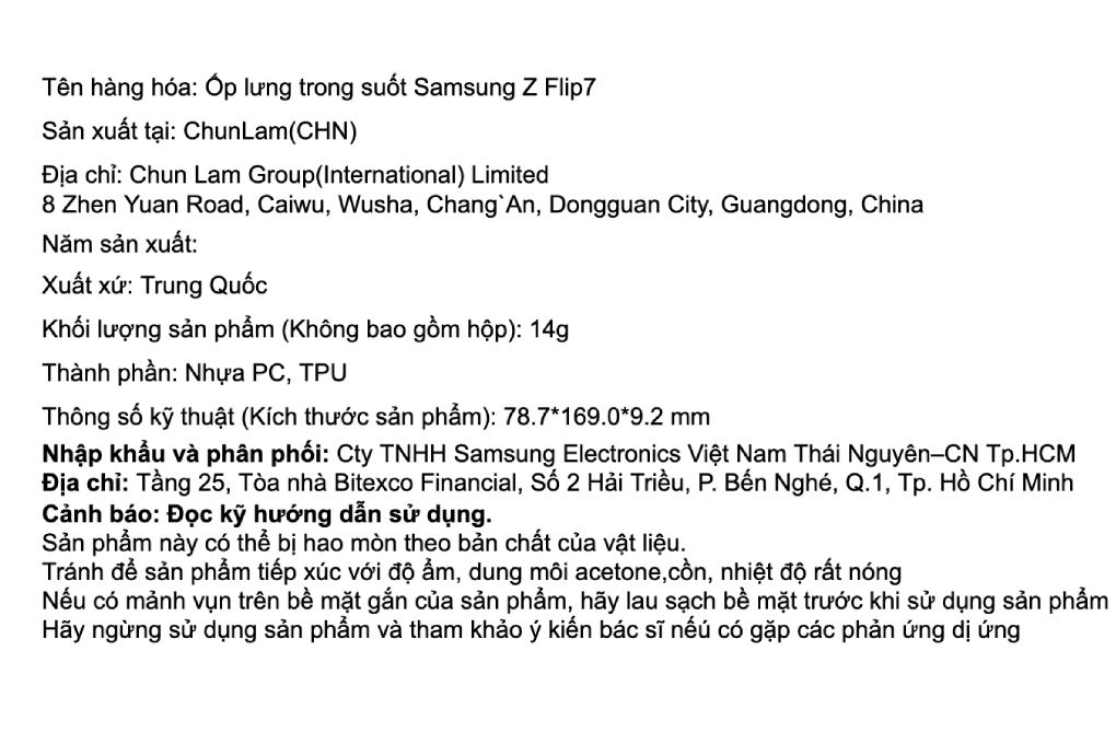 Ốp Lưng Galaxy Z Flip7 PC TPU SAMSUNG Chính hãng Màu Trắng