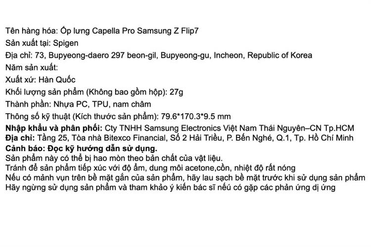 Ốp Lưng Galaxy Z Flip7 PC TPU SAMSUNG x SPIGEN Magnet Capella Pro Chính hãng Màu Trắng