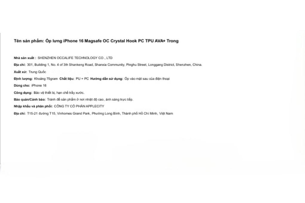 Ốp lưng MagSafe iPhone 16 PC TPU AVA+ OC Crystal Hook Màu Trắng