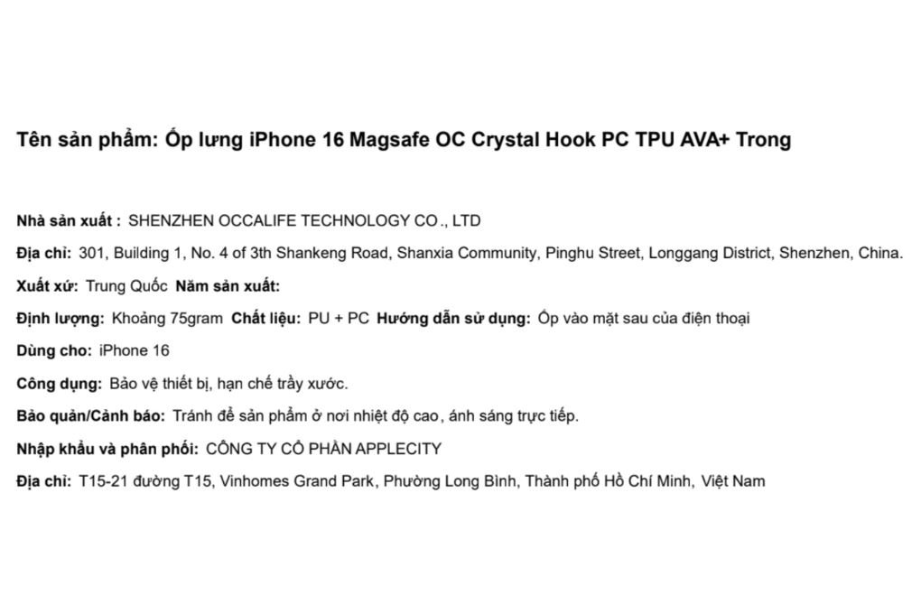 Ốp lưng MagSafe iPhone 16 PC TPU AVA+ OC Crystal Hook Màu Trắng