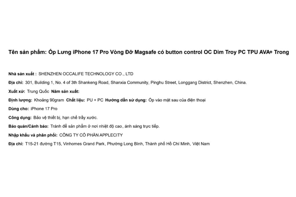 Ốp lưng MagSafe iPhone 17 Pro PC TPU AVA+ OC Dim Troy Màu Trắng