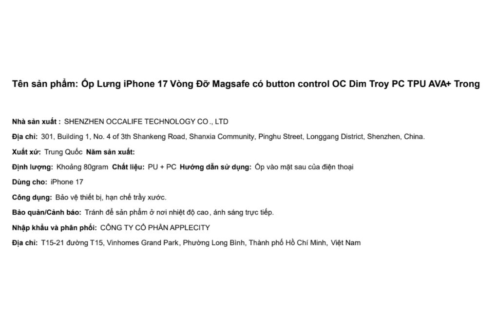 Ốp lưng MagSafe iPhone 17 PC TPU AVA+ OC Dim Troy Màu Trắng