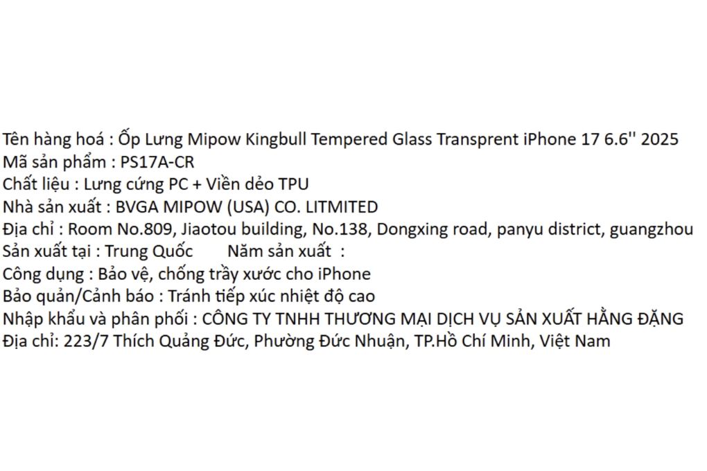 Ốp lưng iPhone Air PC TPU MIPOW Tempered Glass PS17A-CR Màu Trắng