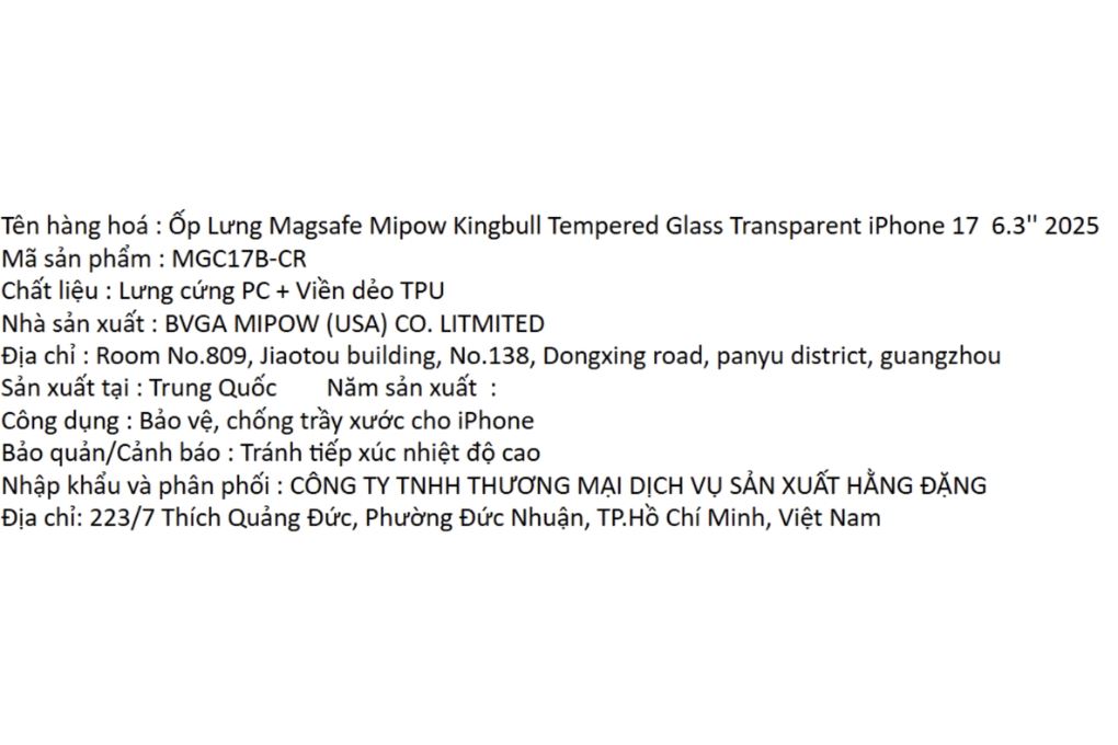 Ốp lưng MagSafe iPhone 17 PC TPU MIPOW Tempered Glass MGC17B-CR Màu Trắng