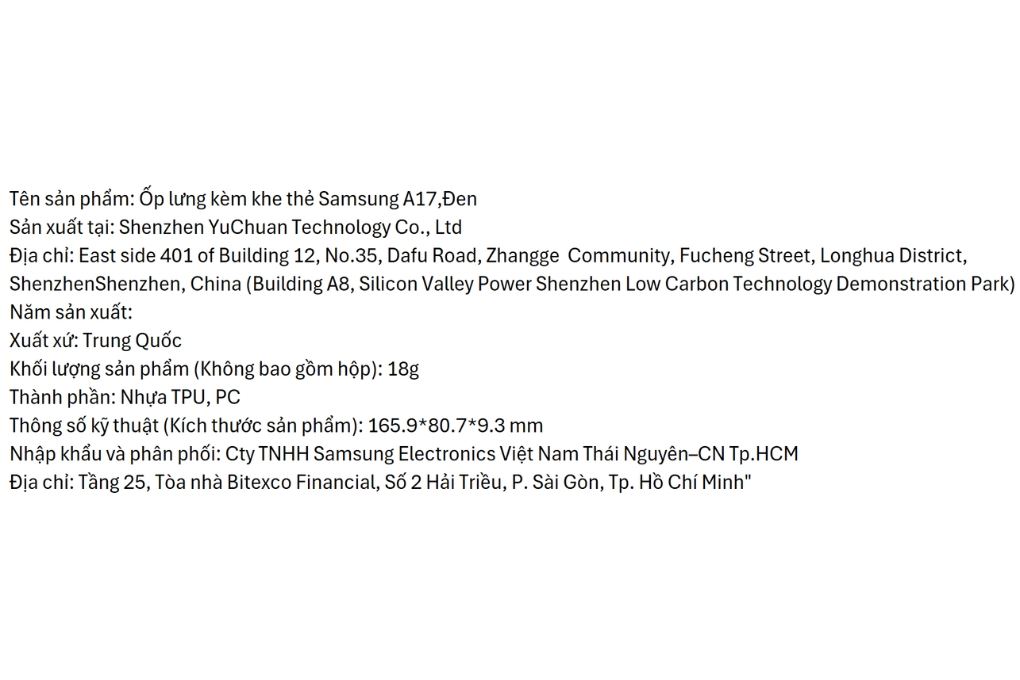 Ốp lưng Galaxy A17 PC TPU có khe đựng thẻ Samsung Màu Đen