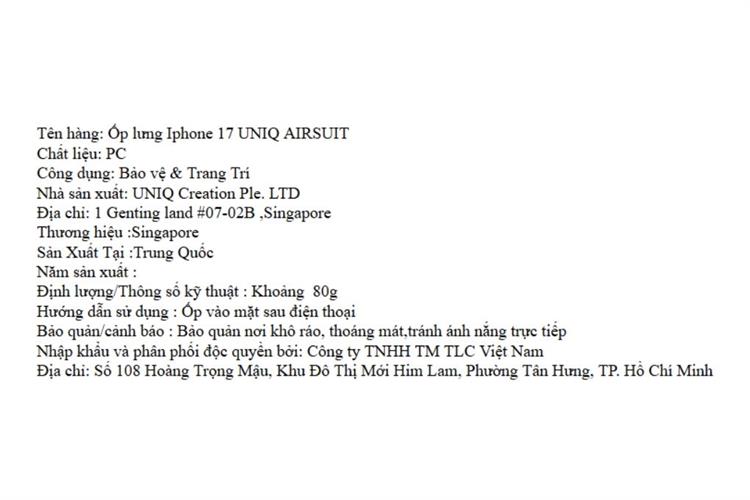 Ốp lưng MagSafe iPhone 17 PC UNIQ AIRSUIT Màu Trắng