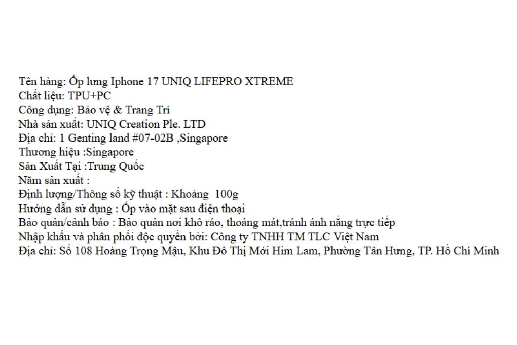 Ốp lưng MagSafe iPhone 17 PC TPU UNIQ LIFEPRO XTREME Màu Trắng